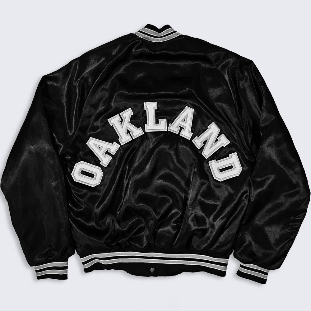 Oakland Raiders Vintage 90s Chalk Line Satin Bomber Jacket